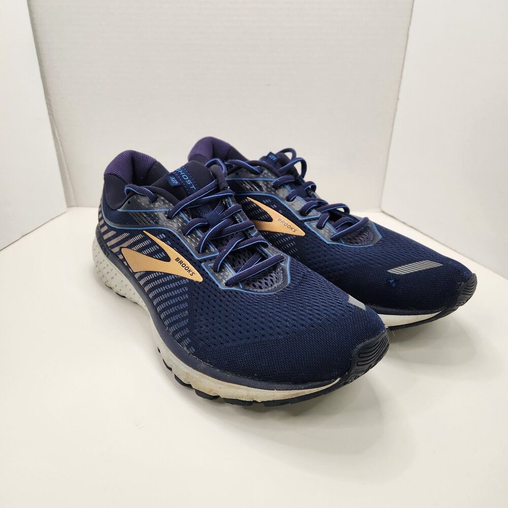 Brooks Ghost 12 Running Shoes Men's Size 14 Blue Gold Sneakers 1103161D489